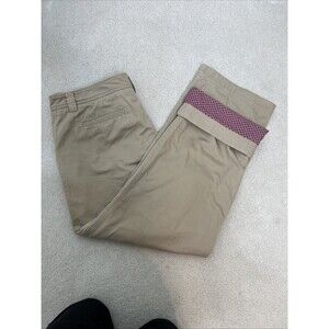 LL Bean Pants Women’s Flannel Lined Chino Tan Flat Front Plus Size 18 Outdoor